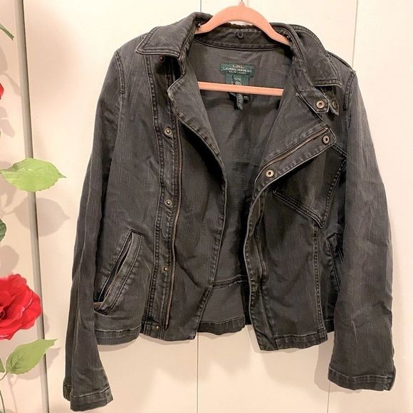 🌷RALPH Lauren🌷 Dark Denim Asymmetrical Zipper Jacket   - Picture 8 of 12